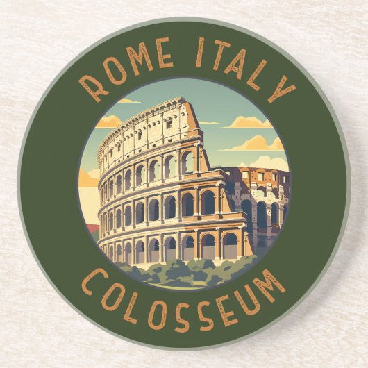 Rome Italië Colosseum Reizen Kunst Vintage Zandsteen Onderzetter (Voorkant)