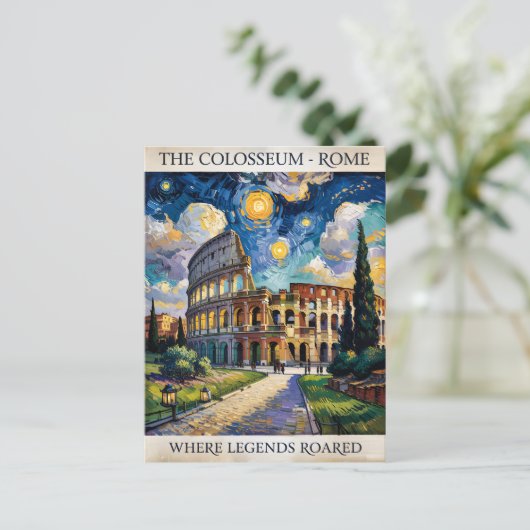 Rome Italië Colosseum Reizen Van Gogh Sterrennacht Briefkaart (Staand voorkant)