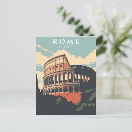 Rome Italië Colosseum Retro Italiaanse architectuu Briefkaart (Staand voorkant)