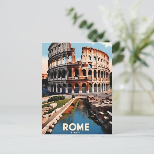 Rome Italië Colosseum Travel Art  Briefkaart (Staand voorkant)