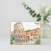 Rome Italië Colosseum Travel Art Cartoon Briefkaart (Staand voorkant)