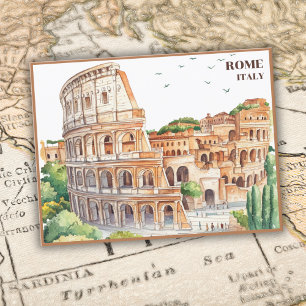 Rome Italië Colosseum Travel Art Cartoon Briefkaart
