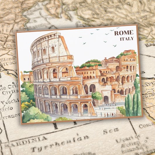 Rome Italië Colosseum Travel Art Cartoon Briefkaart