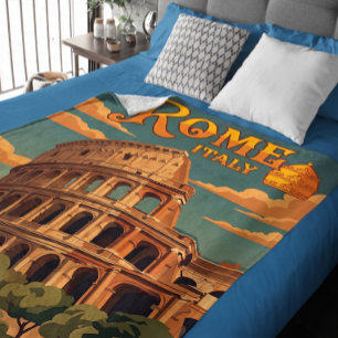 Rome Italië Colosseum Vintage Reis Fleece Deken