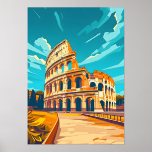 Rome Italië Colosseum Vintage Reis Muur Kunst Poster