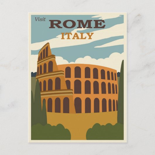 Rome Italië Colosseum Vintage Reizen Briefkaart (Voorkant)