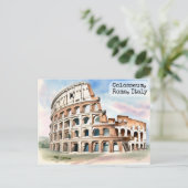 Rome, Italië Colosseum Waterverf Reizen Briefkaart (Staand voorkant)