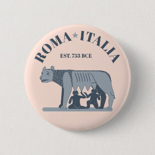 Rome, Italië: De Capitolische Wolf Ronde Button 5,7 Cm