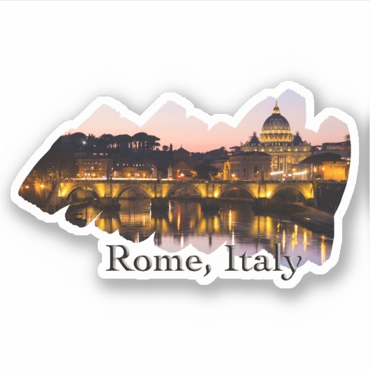 Rome, Italië: De Romantische Stad bij nacht Sticker (Voorkant)