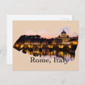 Rome, Italië: De Romantische stad 's nachts Briefkaart (Voorkant / Achterkant)