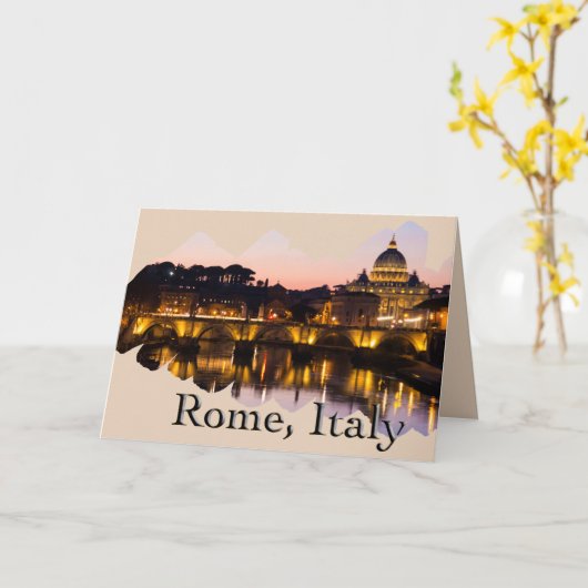 Rome, Italië: De Romantische Stad 's Nachts Kaart (Gele Bloem)