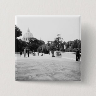 Rome Italië, De Vaticaanse Tuinen Vierkante Button 5,1 Cm
