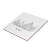 Rome Italië Domes en Obelisk Pen en Ink Sketch Tegeltje (Zijkant)