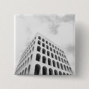 Rome Italië, EUR Palazzo del Lavoro Vierkante Button 5,1 Cm
