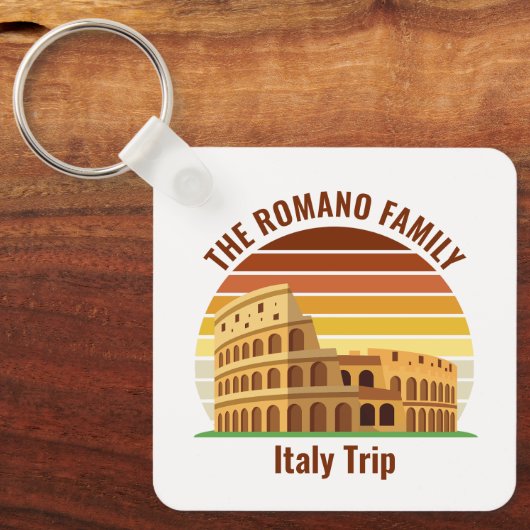 Rome Italië Familiereis Colosseum Sunset Custom Sleutelhanger (Voorkant)