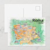 Rome Italië geïllustreerde reisplattegrond  Briefkaart (Voorkant / Achterkant)