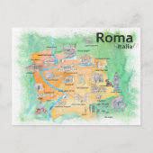 Rome Italië geïllustreerde reisplattegrond  Briefkaart (Voorkant)