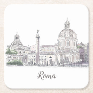 Rome Italië Iconic Pen and Ink Illustration Kartonnen Onderzetters