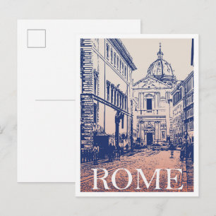 Rome Italië Illustratie Kunst vintage Reizen Briefkaart