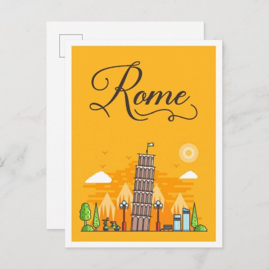 Rome Italië Kunst Reizen Illustratie Briefkaart (Voorkant / Achterkant)