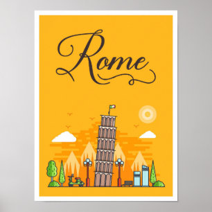 Rome Italië Kunst Reizen Illustratie Poster