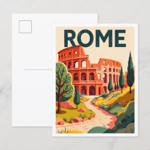 Rome Italië Kunst Vintage Illustratie Reizen Briefkaart