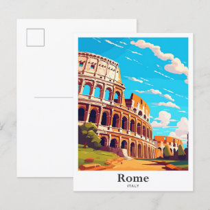 Rome Italië Kunst Vintage Reizen Illustratie Briefkaart