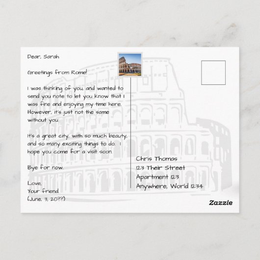 Rome Italië Met de Trevifontein Briefkaart (Achterkant)