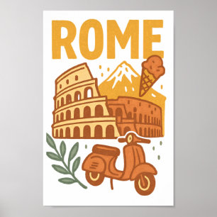 Rome Italië Minimalistisch met de Hand Getekende C Poster
