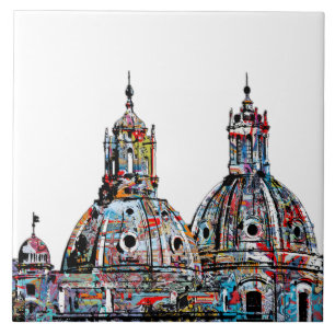 Rome, Italië op graffiti Tegeltje