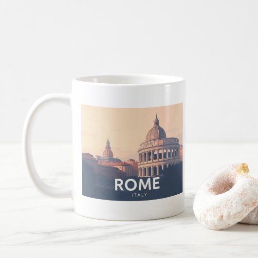 Rome Italië Pastel Travel Design Koffiemok (Met donut)