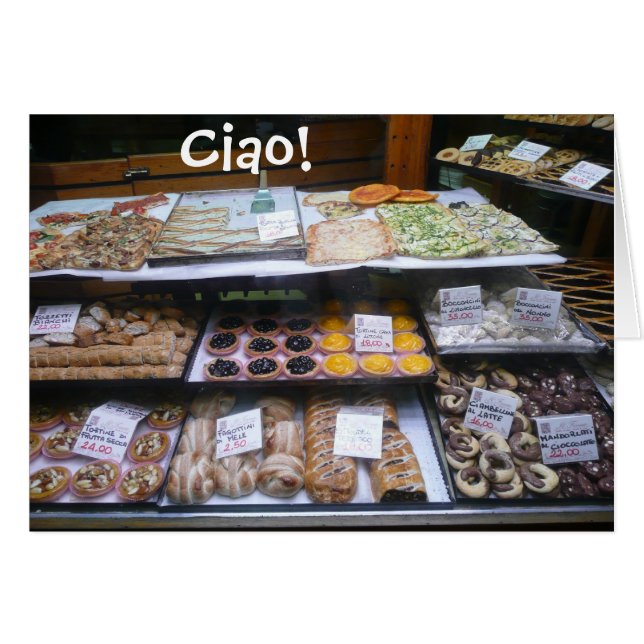 Rome Italië Pastry Shop Notes, Ciao! (blanco) (Voorkant Horizontaal)