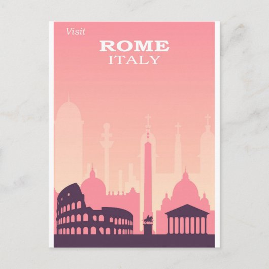 Rome Italië Poster voor roze reizen Briefkaart (Voorkant)