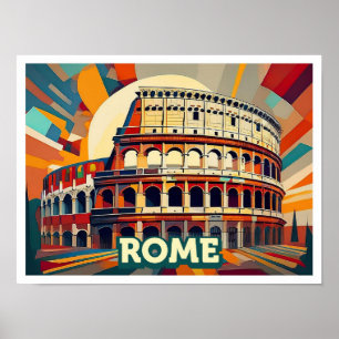 Rome Italië Reis artistiek kleurrijk Poster