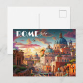 Rome Italië Reiskunst Briefkaart (Voorkant / Achterkant)