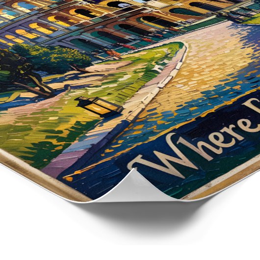 Rome Italië Reizen Colosseum Sterrennacht Van Gogh Poster (Hoek)