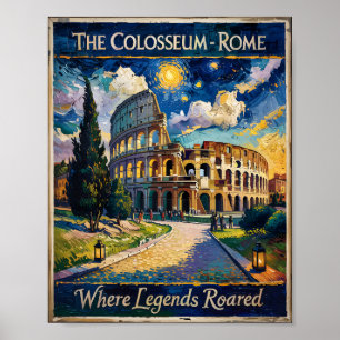 Rome Italië Reizen Colosseum Sterrennacht Van Gogh Poster
