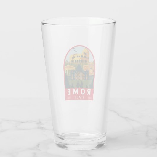 Rome Italië Reizen Retro Embleem Glas (Achterkant)
