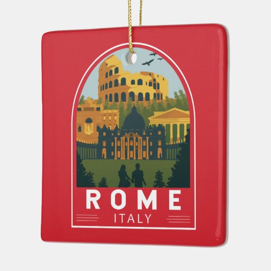 Rome Italië Reizen Retro Embleem Keramisch Ornament (Links)