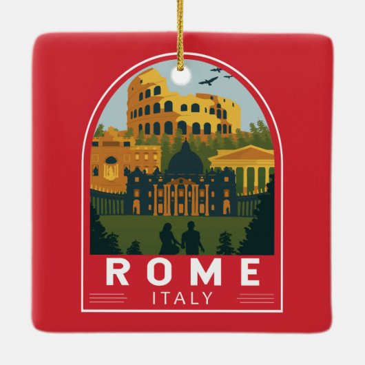 Rome Italië Reizen Retro Embleem Keramisch Ornament (Achterkant)