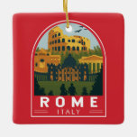 Rome Italië Reizen Retro Embleem Keramisch Ornament<br><div class="desc">Rome Colosseum vector kunst ontwerp. Rome ligt in het midden-westerne deel van het Italiaans schiereiland,  in Lazio,  langs de oevers van de Tiber.</div>
