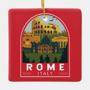 Rome Italië Reizen Retro Embleem Keramisch Ornament