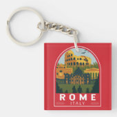Rome Italië Reizen Retro Embleem Sleutelhanger (Voorkant)