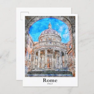 Rome Italië Reizen Waterverf Hand getekend Briefkaart