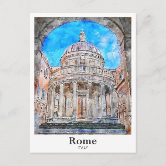 Rome Italië Reizen Waterverf Hand getekend Briefkaart (Voorkant)