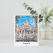 Rome Italië Reizen Waterverf Hand getekend Briefkaart (Staand voorkant)