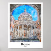 Rome Italië Reizen Waterverf Hand getekend Poster (Voorkant)