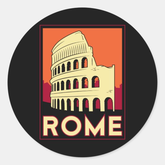 rome - italië -  retro -  coliseum ronde sticker (Voorkant)