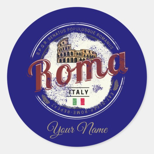 Rome Italië Retro Colosseum  Holiday Ronde Sticker (Voorkant)