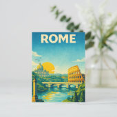 Rome Italië Retro Reisposter Briefkaart (Staand voorkant)